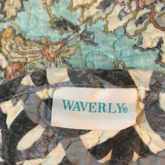 Waverly Twin Quilt With 2 Shams Blue & Gold Cotton Modern 82" X 87" - Picture 4 of 11